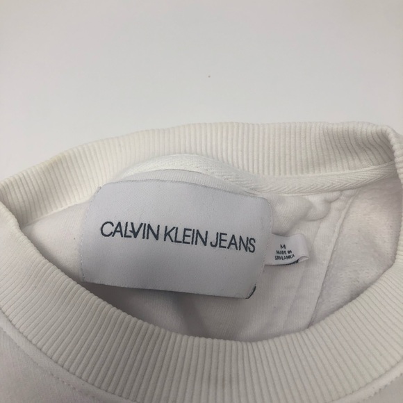 Calvin Klein Jeans Pullover Crewneck White Sweatshirt Size Medium - Picture 8 of 8